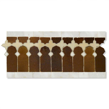 Mosaic House Moroccan tile Zanar 19-1-11 White,   Beige,   Brown,    solid zellige, mosaic, zellij, border, glaze, traditional, classic 